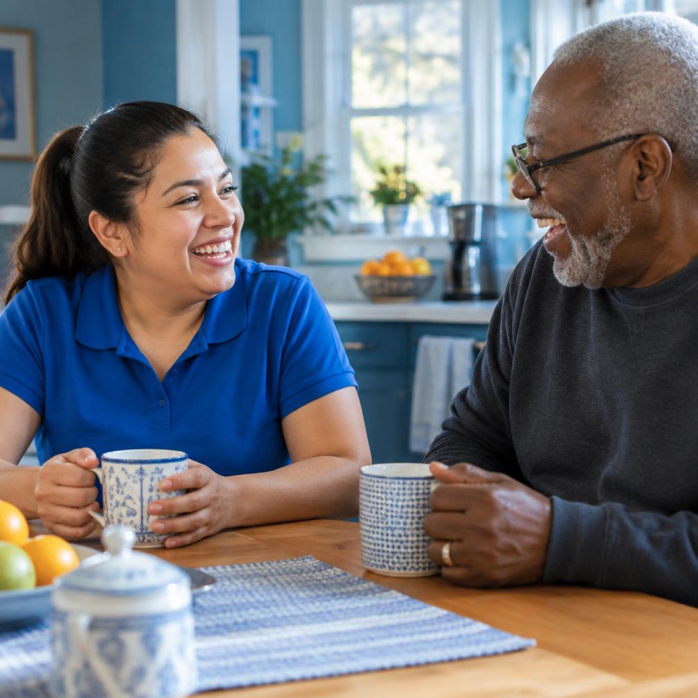 Lovadens Care homemaker companion assisting a client at home